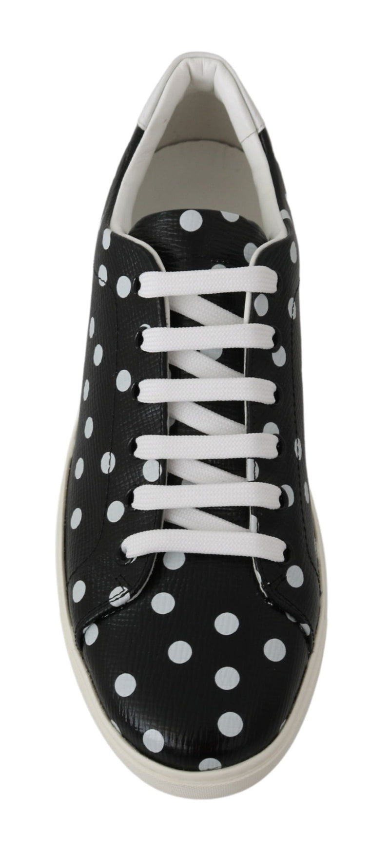 Black Polka gepunktete Leder -Sneaker