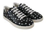 Sneaker in pelle punteggiata a pois nero