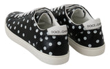 Black Polka gepunktete Leder -Sneaker