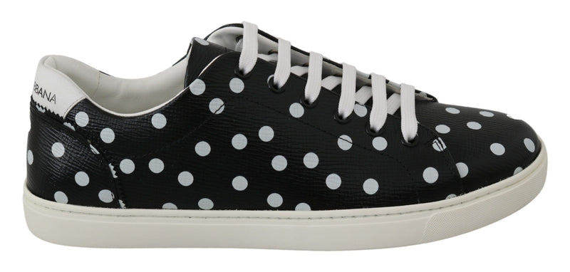 Black Polka gepunktete Leder -Sneaker