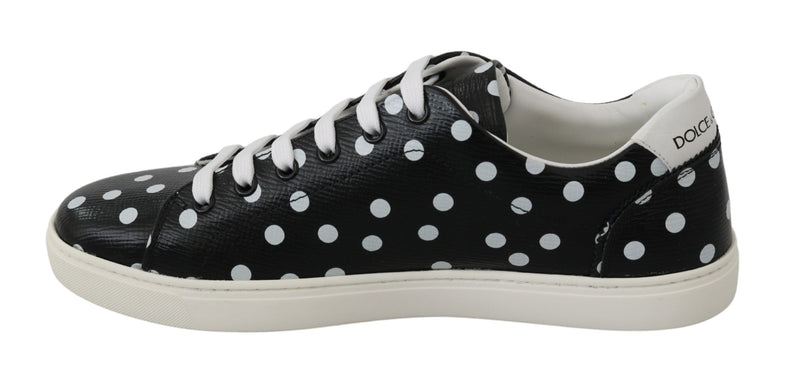 Black Polka gepunktete Leder -Sneaker