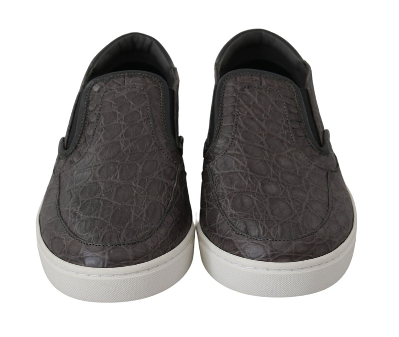 Mocassins en cuir caiman gris élégant