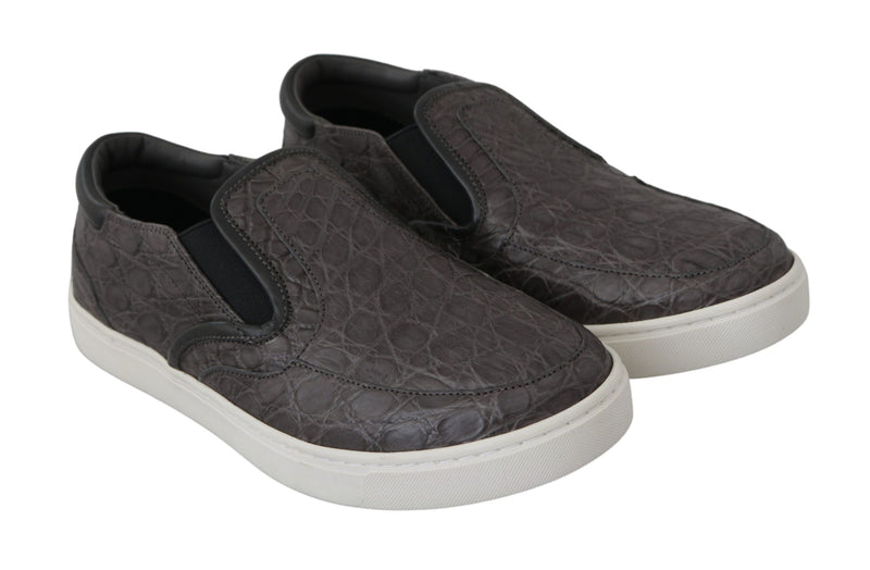 Mocassins en cuir caiman gris élégant