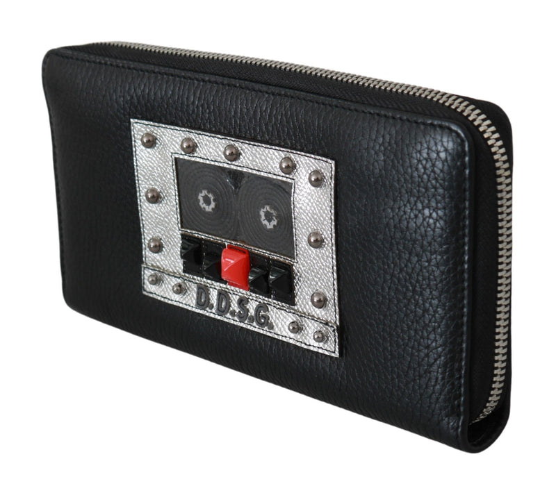 Elegante schwarze Lederzeihzip Continental Wallet