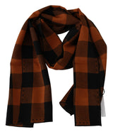 Chic Orange Check Wool Blend Scorf