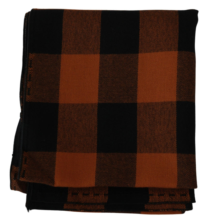 Chic Orange Check Wool Blend Scorf