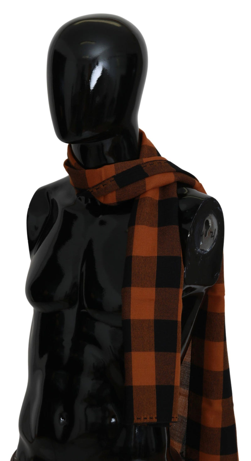 Chic Orange Check Wool Blend Scorf