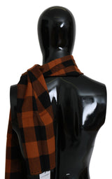 Chic Orange Check Woll Mischschal