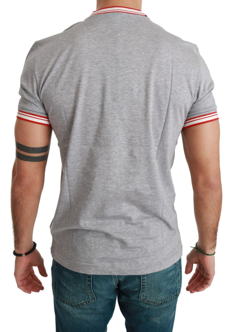 T-shirt di cotone grigio chic con movimento anno del maiale