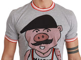 Chic Gray Cotton T-Shirt with Year of the Pig Motive