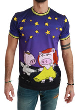 Purpurte Baumwoll-T-Shirt mit Schweinemotiv