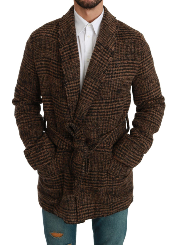 Elegant Brown Alpaca Blend Bled Cape Jacket