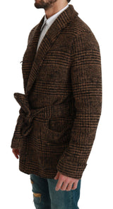 Elegant Brown Alpaca Blend Bled Cape Jacket