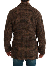 Κομψό Brown Alpaca Blend Belted Cape Jacket