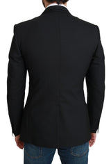 Elegante blazer formale di lana vergine nera