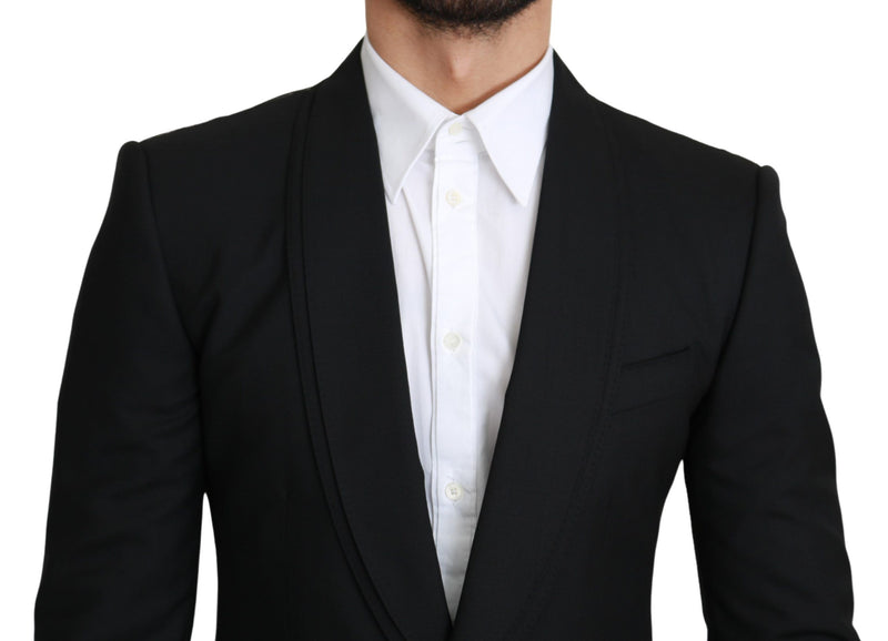 Elegante blazer formale di lana vergine nera