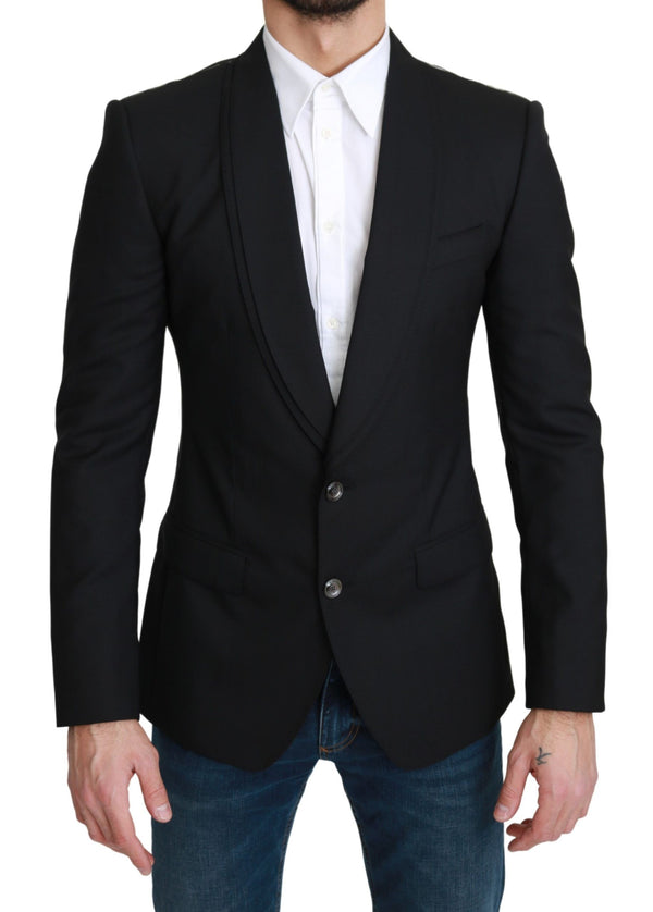 Elegante blazer formale di lana vergine nera