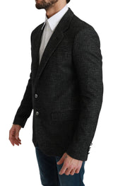 Κομψό γκρίζο καρό Slim Fit Blazer