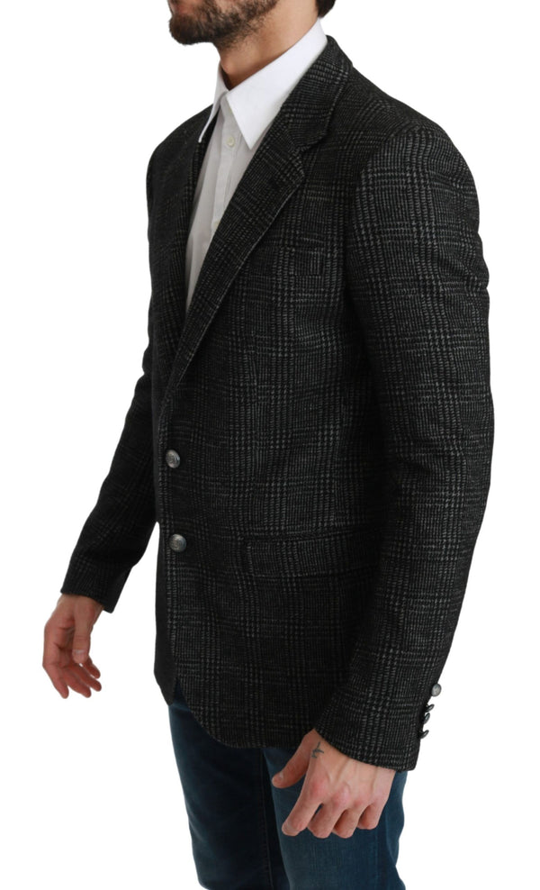 Elegante blazer de fit a cuadros grises grises