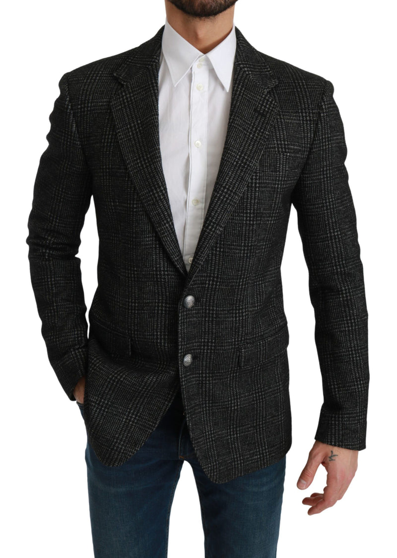 Κομψό γκρίζο καρό Slim Fit Blazer