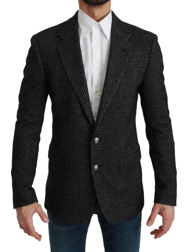 Elegante blazer de fit a cuadros grises grises