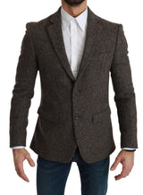 Eleganter brauner schlanker Fit Wolle Blazer Blazer