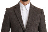 Κομψό καφέ λεπτό Fit Wool Blend Blazer