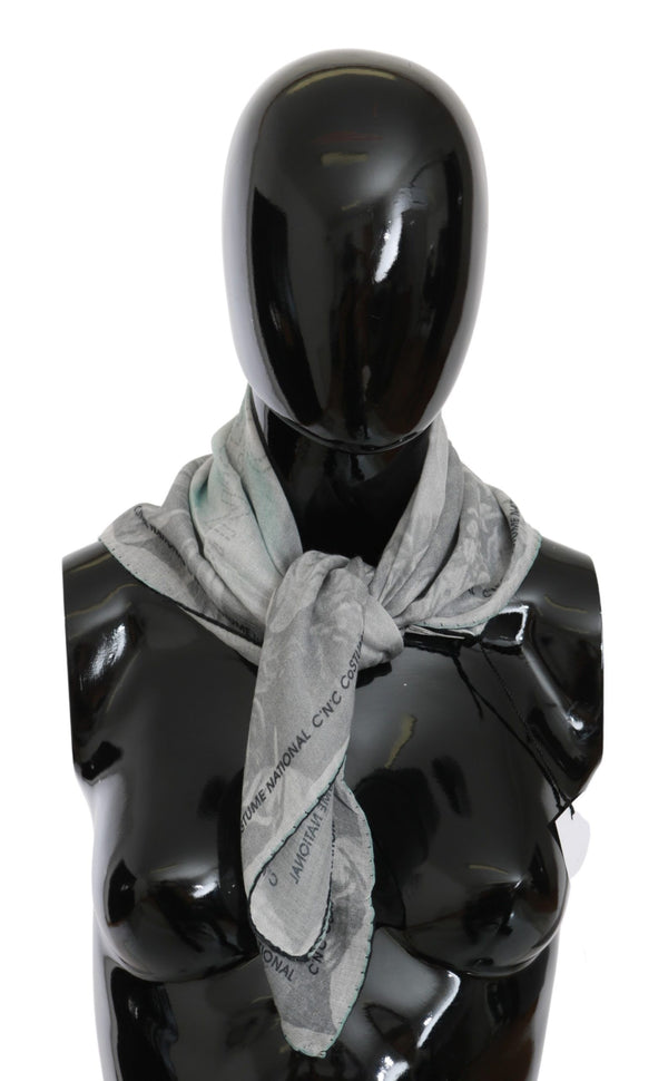 Elegante bufanda de seda gris para mujeres