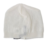 Elegant White Wool Blend Beanie Hat