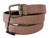 Elegant Exotic Skin Brushed Gold Buckle Belt