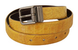 Ceinture en cuir motif d'animal jaune exotique