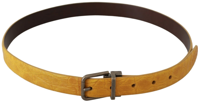 Ceinture en cuir motif d'animal jaune exotique