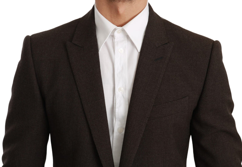 Κομψό Brown Virgin Wool Martini Blazer