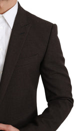 Eleganer brauner Jungfrau Wolle Martini Blazer