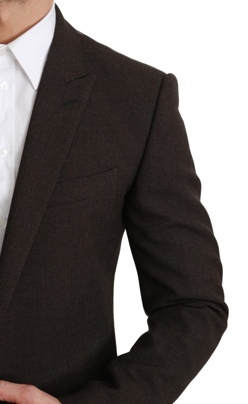 Κομψό Brown Virgin Wool Martini Blazer