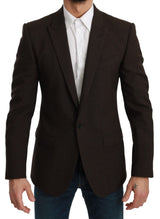 Eleganer brauner Jungfrau Wolle Martini Blazer