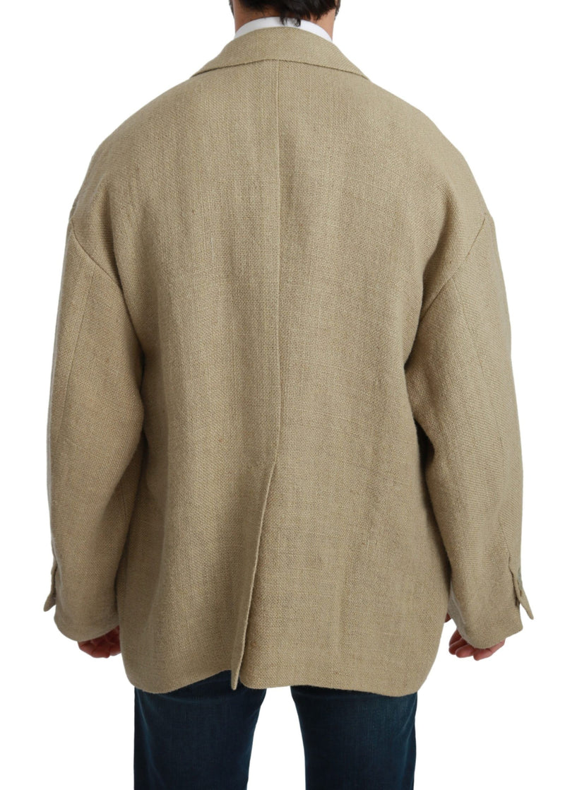 Blazer de un solo pecho de yute beige