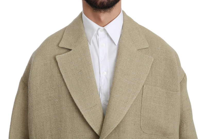 Blazer de un solo pecho de yute beige