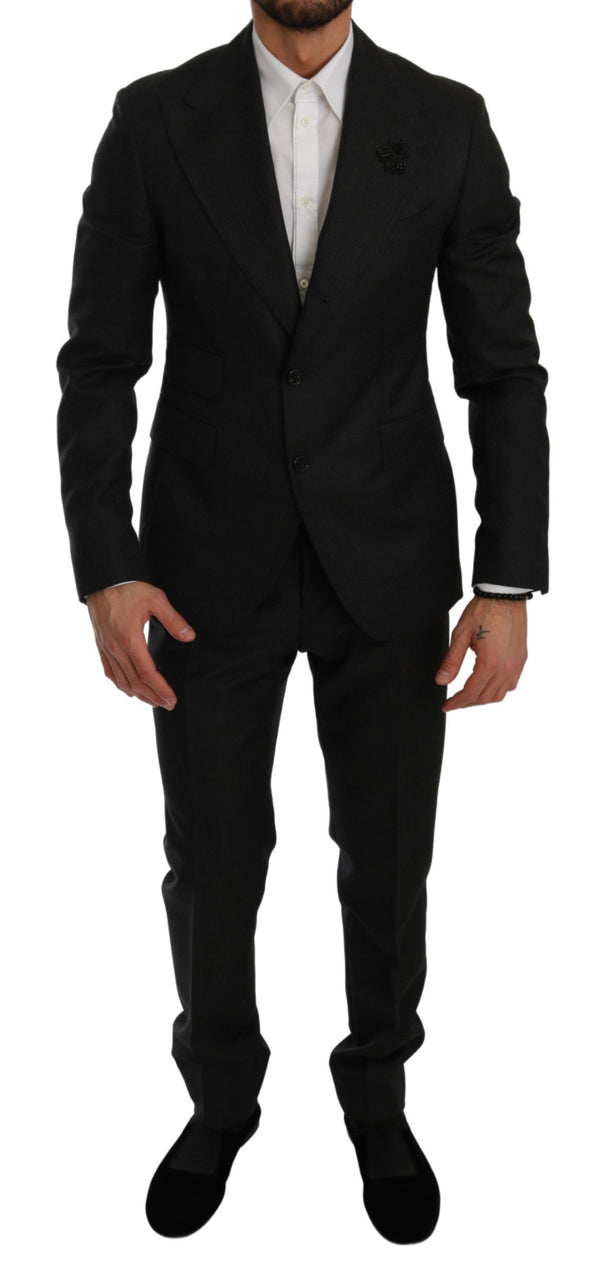 Elegant Black Crystal Ombellid Two Piece Suit