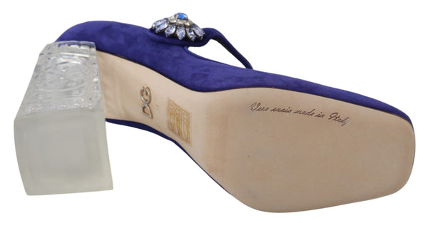 Eleganti pompe mary Janes in pelle scamosciata viola