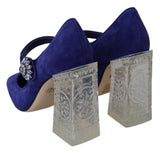 Eleganti pompe mary Janes in pelle scamosciata viola