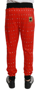 Pantalones de chándal con estampado de piggy rojo elegante