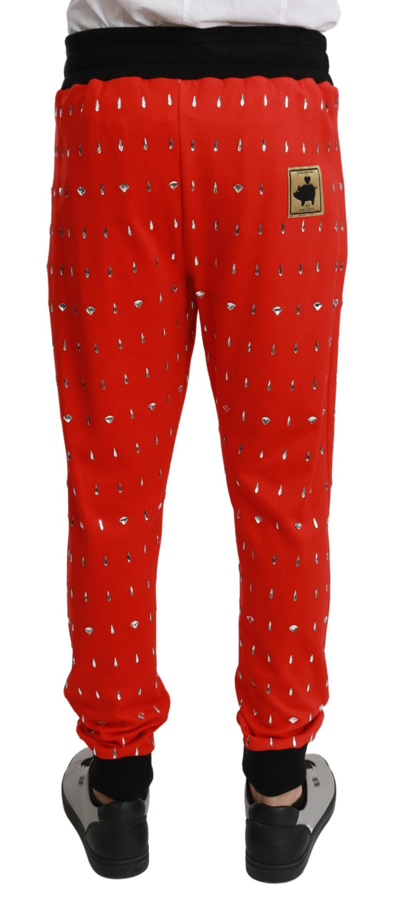 Chic Red Piggy Bank Print Joggshose