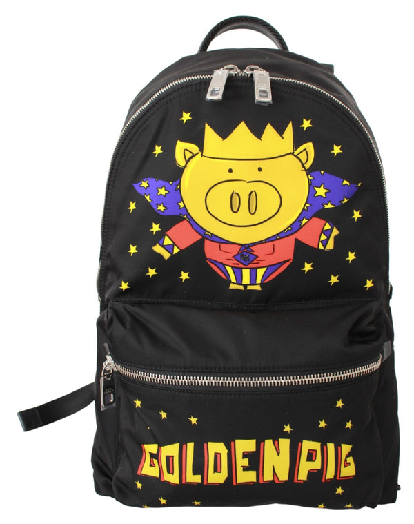 Mochila de lujo de motivo de cerdo dorado