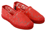 Red Viscose Espadrilles Flat Shoes