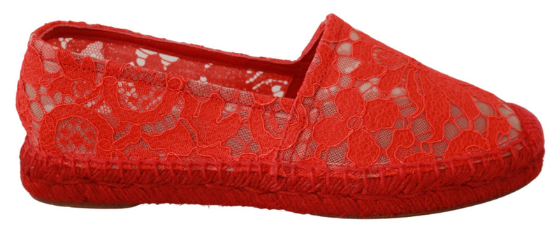 Red Viscose Espadrilles Flat Shoes