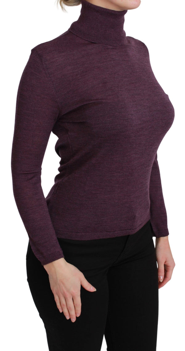 Eleganter Rollkragenpullover Wollpullover in Lila