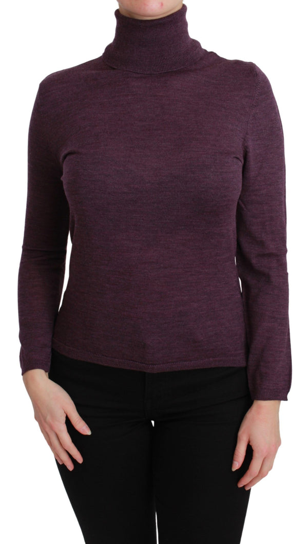 Eleganter Rollkragenpullover Wollpullover in Lila