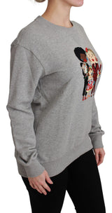 Eleganter mehrfarbiger Stickpullover mit Crew-Hals