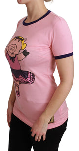 Année de Crewneck rose du t-shirt Pig